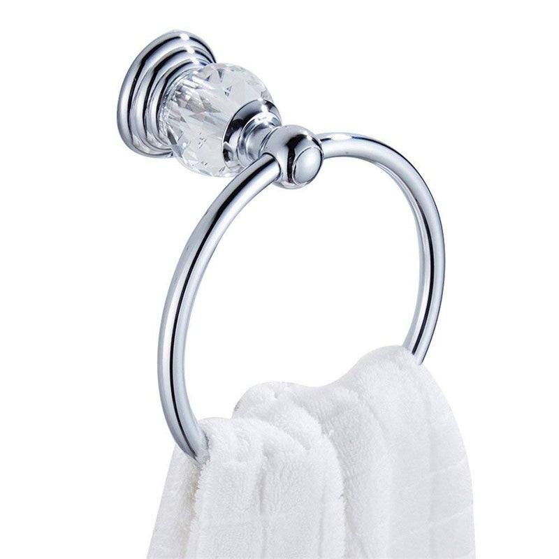 BATHSIR Crystal Towel Ring, Bathroom Hand Towel Holder Chrome Towel Rack Accessories Wall Mounted, Polished - Image 1